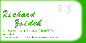 richard zsidek business card